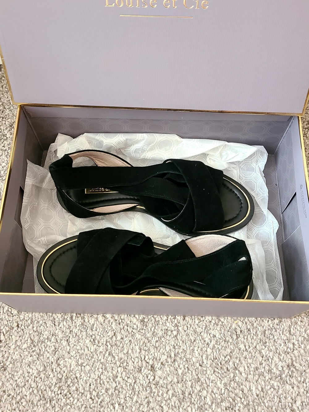 Louise et Cie Black Suede Crisscross Sandal